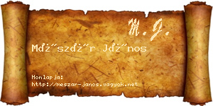 Mészár János névjegykártya