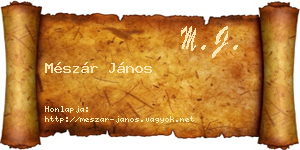 Mészár János névjegykártya